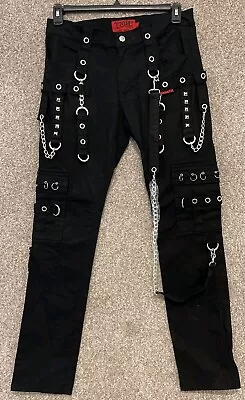 Tripp NYC Unisex No Excuse Bondage Pants Size 32 Suspenders Black Skinny Leg • $79.99