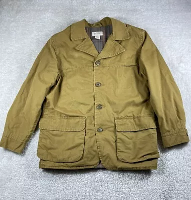 J. Crew Jacket Mens Medium Tan Barn Chore Coat Plaid Flannel Lined Cotton Button • $34.99