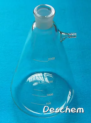 $55.99 • Buy 2000ml,24/29,Glass Filtering Flask,2L,Lab Filtration Bottle,10mm Vacuum Adapter