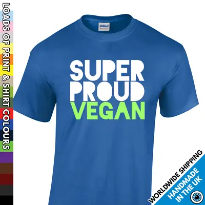 Mens Super Proud Vegan Tshirt Vegetarian Diet T Shirt - Activist Food Enviroment • $11.18