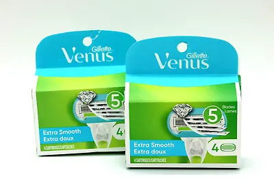 Gillette Venus Extra Smooth 5 Bladed Cartridges 2 New Boxes Of 4=8 Refills Total • $25.78