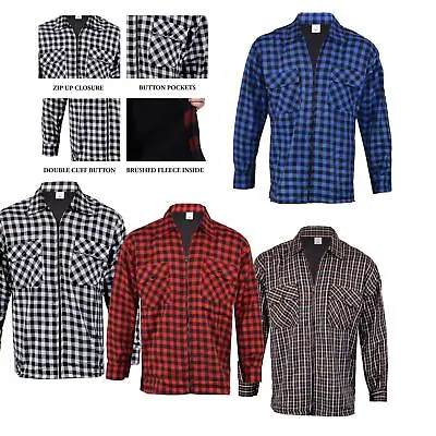  Men's Lumberjack Padded Shirts Warm Flannel Fleece Lined Quilted Winter Jacket • £14.89