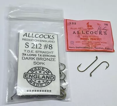 50) #8 Vintage ALLCOCKS Model S 212 Streamer Fly Tying Hooks • $3