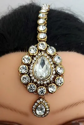Indian Bridal Jewellery Stunning Diamante Matha Mang Tikka Patti Hair Accessory  • £4.99