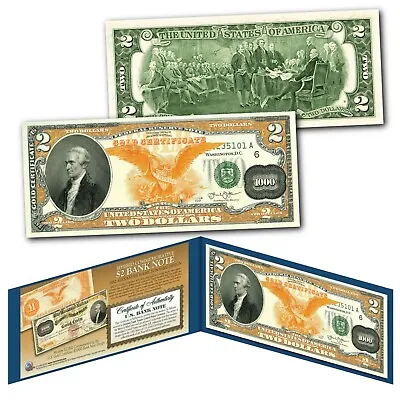 1882 Series Alexander Hamilton $1000 Gold Certificate Designed On Modern $2 Bill • $15.95