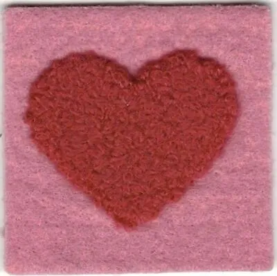 $1.99 • Buy Pink Felt Chenille Red Heart Embroidery Patch