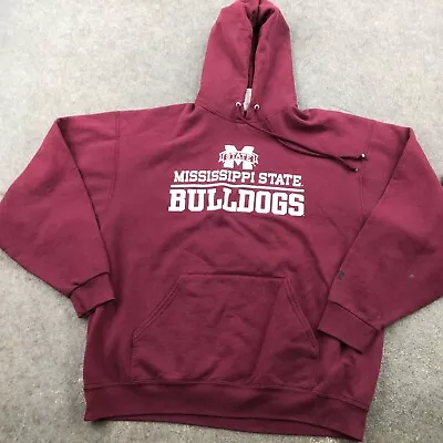 Mississippi State Hoodie Mens XL Maroon Spell Out Logo Sweatshirt * • $18.98