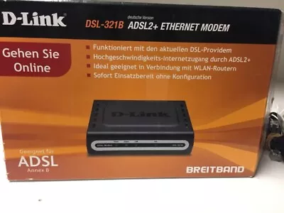 DSL-321B/EU D-Link ADSL2+ 10/100Mbit/s LAN Port Modem Mfg Part No: DSL-321B/EU • $16