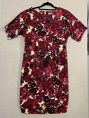 $15.60 • Buy ASOS  Size 8 Maroon Black Floral Short Sleeve Maternity Dress