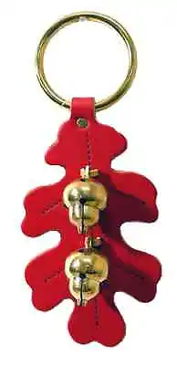 RED OAK LEAF DOOR CHIME Handmade Stitched Leather & Solid Brass Acorn Bells USA • $29.97