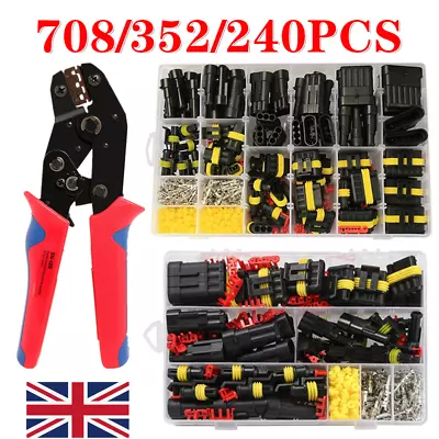 708PCS 1-6 Pin Car Automotive Waterproof Electrical Wire Connectors Plug Kit Set • £31.95