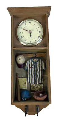 Baseball Softball Shadowbox Clock 3D Analog Working Clock Two Hooks 12  X 5  • $25