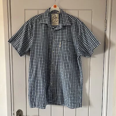 Blue Check Short Sleeved Shirt From Ry Country Size Medium (sherburn) • £4