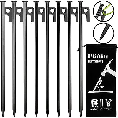 8 Pack Tent Stakes Heavy Duty 12 Inch Steel Tent Pegs For Camping Unbreakable • $22.99