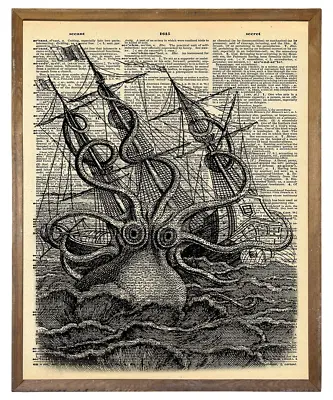 Vintage Steampunk Octopus Wall Decor - Pirates Kraken Pictures Wall Art - Retro • $19.99