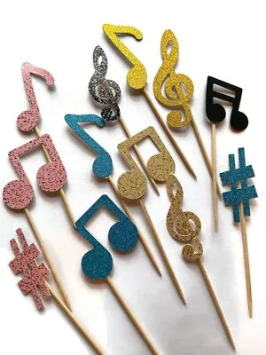 £4.25 • Buy 12 Music Note Cake Toppers Birthday Decoration Cupcake Topper Tik Tok Notes Mix