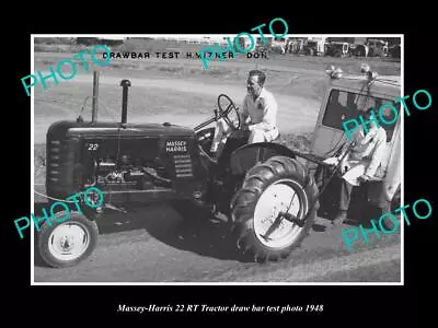 OLD 8x6 HISTORIC PHOTO OF MASSEY HARRIS 22 RT TRACTOR 1948 TEST PHOTO • $9