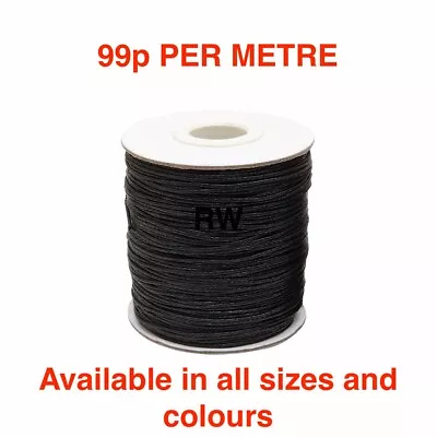 Waxed Cotton Cord 1mm 2mm Jewellery Making&Bracelet Necklace Craft 99p Per Metre • £0.99