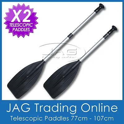 2 X PALM GRIP TELESCOPIC ALUMINIUM OARS PADDLES- Boat/Canoe/Inflatable/Kayak/PWC • $29.65