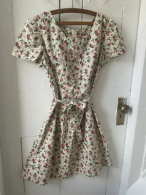 Vintage Handmade Cottage Core Granny Core Floral Tea Party Dress M/L • $18