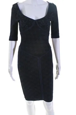 $19.99 • Buy Zac Posen Womens Jeweled Print V Neck Knit Sheath Dress Navy Blue Size XS LL19LL