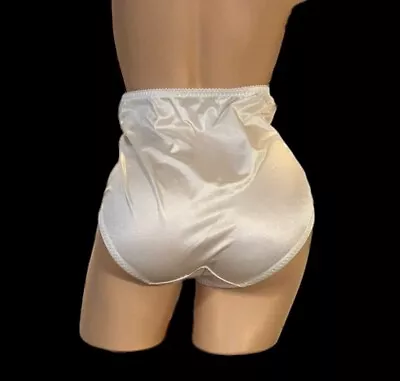 Vassarette White Shiny Satin Nylon Shaper Panties Womens XL • $24