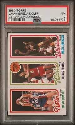 1980 Topps #139 Jan Van Breda Kolff/Julius Erving/Magic Johnson Rookie PSA 7 NM • $114.99