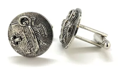 Virgin Lamps Cufflinks The Vatican Library Collection Silver Rhodium Platting • $23.10