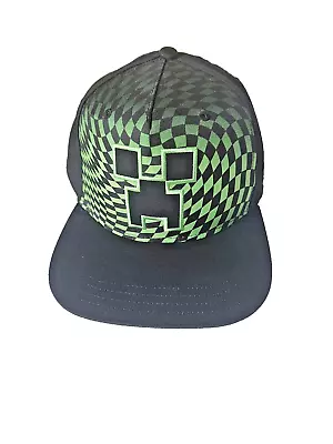 Minecraft Creeper Youth Hat Baseball Cap Black Green Snap Back • $8.99