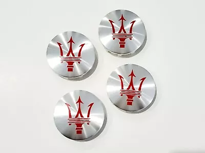 4pcs MASERATI QP & GHIBLI GTS CHROME W/ RED WHEEL CENTER CAP  • $37.95