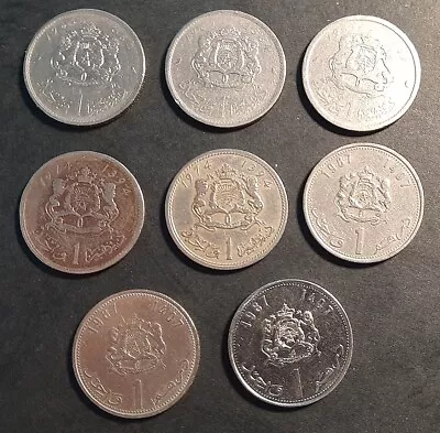 Morocco Marokko Lot Of 8 Circulated Coins 1 Dirham 1965-1987 • $1.25