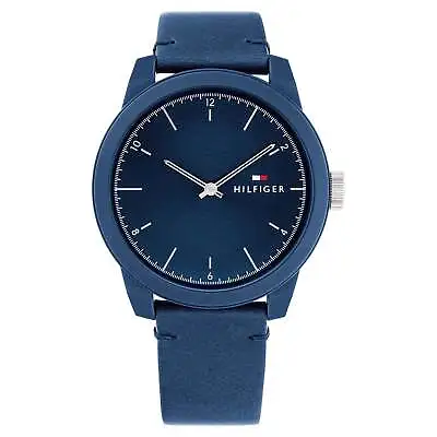 Tommy Hilfiger Leather Navy Dial Men's Watch - 1710543 • $135