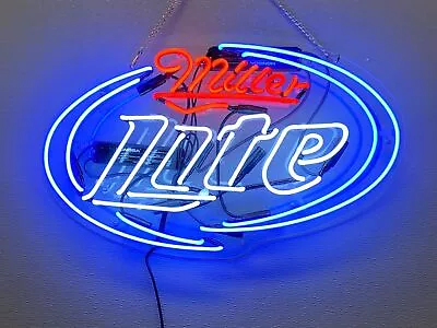 Neon Light Sign Lamp For Miller Lite Beer 17 X14  Acrylic Miller Time Bar Open • $120.98