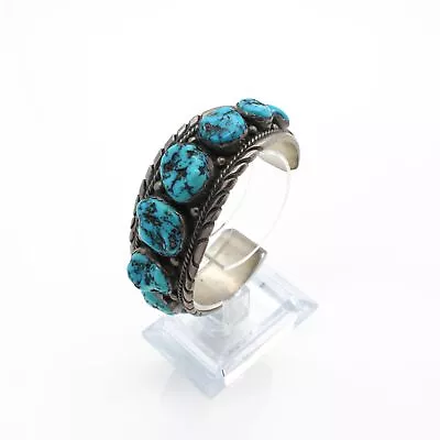 Vintage Navajo Sterling Silver Turquoise Wilbur Wauneka Cuff Bracelet #S887-5 • $21.61