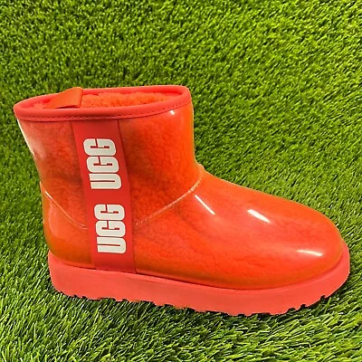 UGG Classic Clear Mini Womens Size 6 Orange Classic Outdoor Rain Boots 1113190 • $49.99