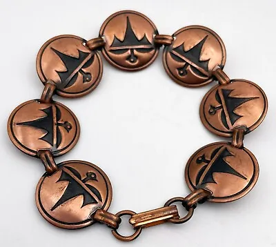 VTG Copper Tribal Native American Style Eagle Medallion Clasp Bracelet 7  • $13