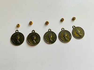 Coin Shaped Buttons Vintage Style Metal Shank Buttons Queen Elisabeth The Second • £2.50