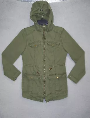 Mossimo Jacket Womens Medium 8 10 Green Army Hoodie Zip Front Hooded Ladies • $10.24