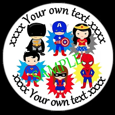 £2.50 • Buy Personalised Stickers For Superheroes Theme Birthday Party Sweet Cone Labels 