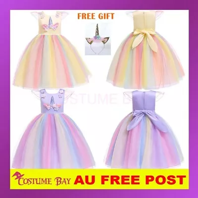 $16.95 • Buy Kids Girls Flower Girl Unicorn Dress Princess Tutu Formal Wedding Birthday Party