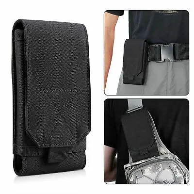 Military Mobile Phone Bag MOLLE Waist Bag Tactical Belt Pouch Case Cover Black • $8.98