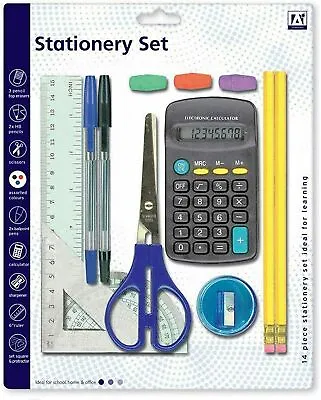 SCHOOL STATIONARY 14PC MATHS SET PEN RULER PENCIL CALCULATOR STATIONERY Compass • £4.99