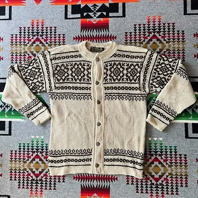 Vintage Nordstrikk Men’s Pure Wool Knit Cardigan Sweater Size Medium Norway B4 • $44.95