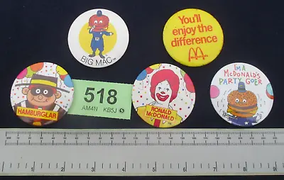 Five (5) Ronald McDonald Restaurant Pin Button Badges (518) • £2.49