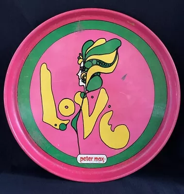 Vintage 1960’s PETER MAX Pop Art Pink LOVE Tray By Reese/Stein Co 13  Tray HTF • $47.50