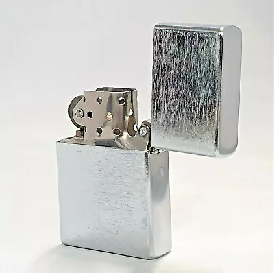 Satin Silver Petrol Lighter Windproof Refillable Birthday Christmas Gift* • £3.99