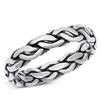NEW! Sterling Silver 925 SILVER RING PUZZLE BRAIDED BAND DESIGN SIZES 7-12 • $20.95