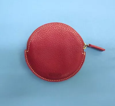 COACH Pink Pebbled Leather Circle / Round Coin / Change Purse / Wallet - Vintage • $35