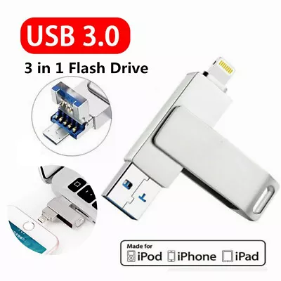 2TB 1TB USB Flash Drive U Disk 3 In 1 Storage Memory Stick For IPhone IPad PC AU • $20.99