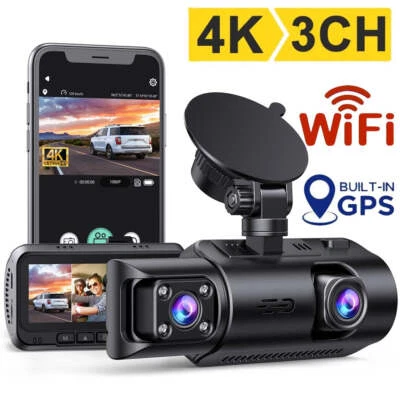 $189.39 • Buy TOGUARD 3CH 4K WiFi GPS Dash Cam Car DVR Video Recorder Camera IR Night Vision